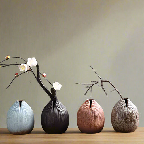 European Cave Stone Vase Ceramics Modem Flower Vase Living Room Bedroom Decoration Art Ornament Gift Zen Japanese Desktop Decor