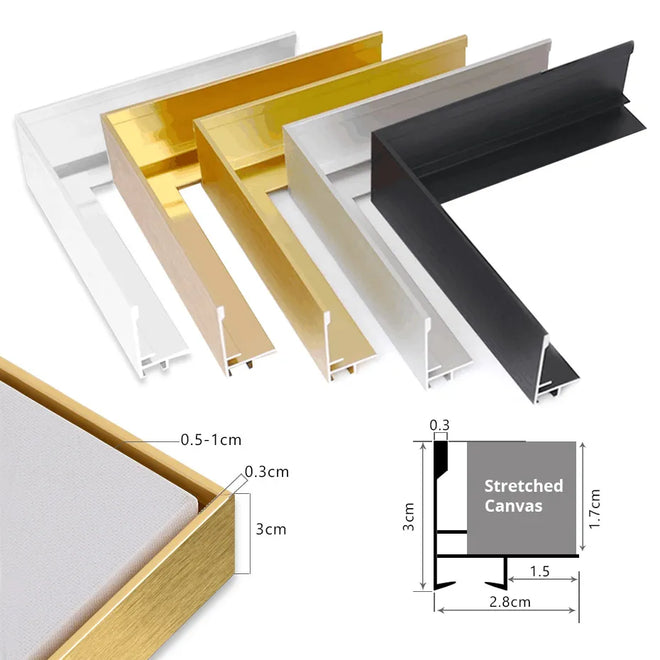 Wall Art Floating Metal and Wood Frame DIY Kit for Canvas Print, Picture, Oil Painting - The Finishing Touch Decor