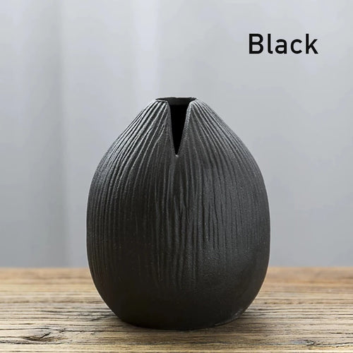 European Cave Stone Vase Ceramics Modem Flower Vase Living Room Bedroom Decoration Art Ornament Gift Zen Japanese Desktop Decor