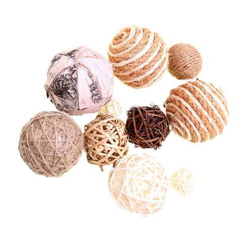 Natural Rattan Assorted Woven Wicker Balls - The Finishing Touch Decor