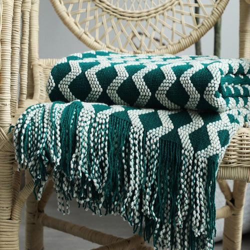 Classic Tasseled Nordic Knit Throw Blanket - Variety of Patterns and Colors - The Finishing Touch Decor