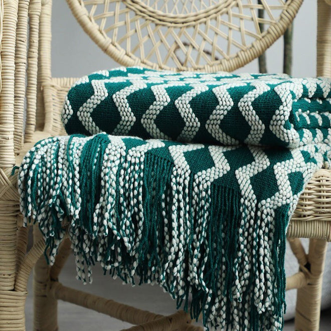 Classic Tasseled Nordic Knit Throw Blanket - Variety of Patterns and Colors - The Finishing Touch Decor