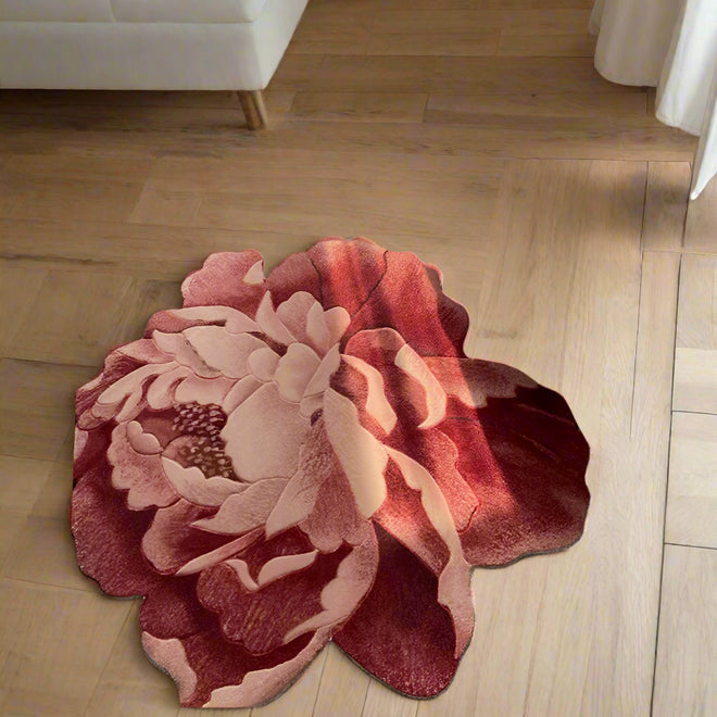 Romantic Peony Flower Shaped Luxury Bedside Carpet Rug - The Finishing Touch Decor
