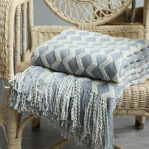 Classic Tasseled Nordic Knit Throw Blanket - Variety of Patterns and Colors - The Finishing Touch Decor