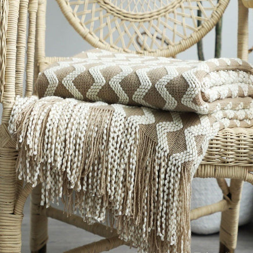 Classic Tasseled Nordic Knit Throw Blanket - Variety of Patterns and Colors - The Finishing Touch Decor