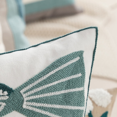 Yellow Green and Blue Floral Fish Motif Maximalist Embroidered Throw Pillows Covers - The Finishing Touch Decor