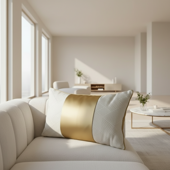 Glamorous Goldenrod Metallic Stripe Throw Pillows