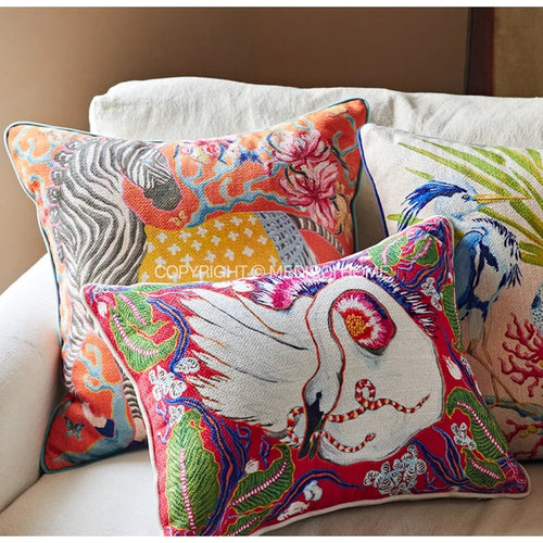 Eclectic Antique Swan & Animal Scenes Throw Pillow Covers - The Finishing Touch Decor