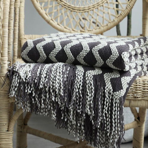 Classic Tasseled Nordic Knit Throw Blanket - Variety of Patterns and Colors - The Finishing Touch Decor