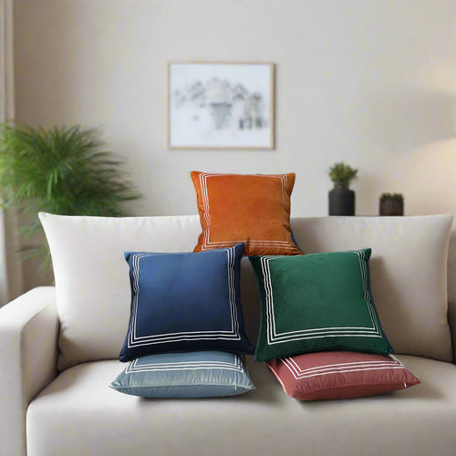 Medicci Home Cushion Cover Square Decorative Pillow Case Modern Simple Geometric Orange Velvet Waist Coussin Sofa Chair 45x45cm