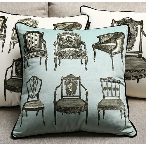 Medicci Home White Velour Cushion Cover Super Soft Velvet Accent Couch Imprint Mid-Century Modern Design Big Pillow Case 50x50cm