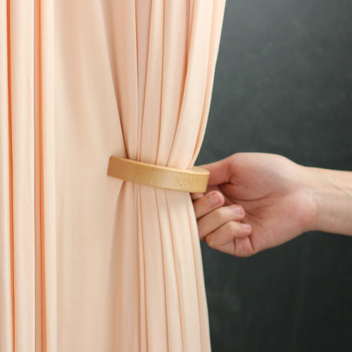 Circular Wood Magnetic Curtain Holder Tiebacks - Set of 2 - The Finishing Touch Decor