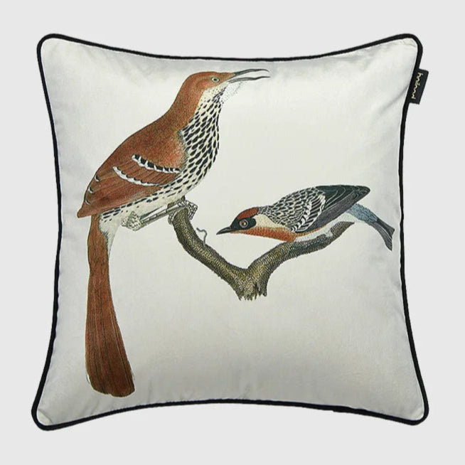 Medicci Home Authentic American Cushion Cover Magpies And Branch Thickened Velvet Print Farmhouse Decorative Pillow Case 50X50cm