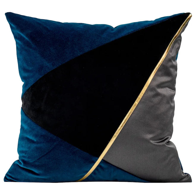 Blue Pillows Geometric Embroidery Cushion Case 45x45 Velvet Decorative Pillow Cover For Sofa Chair Modern Home Decorations