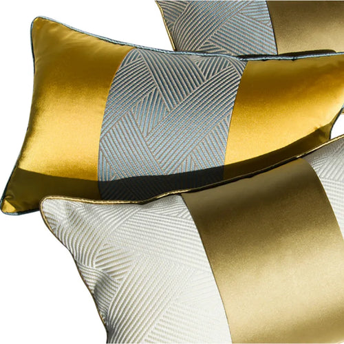 Glamorous Goldenrod Metallic Stripe Throw Pillows