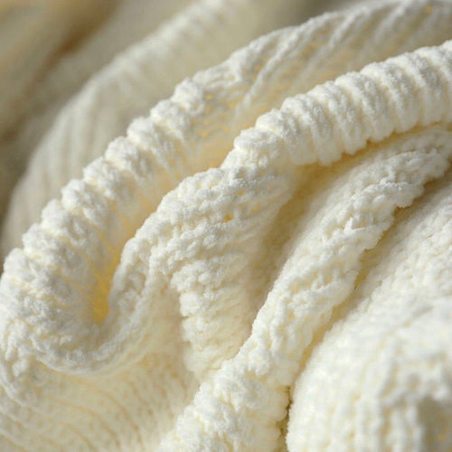 Chunky Knit Faux Fur Pompom Chenille Throw Blanket - The Finishing Touch Decor