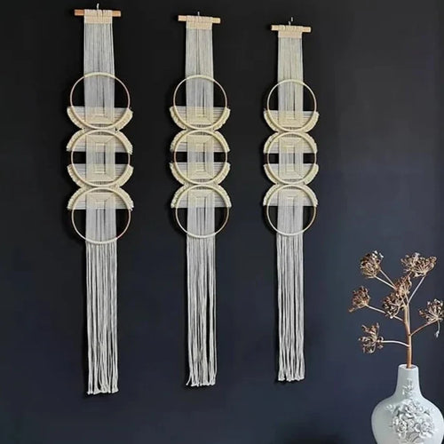 Bamboo Circle & Handwoven Rope Macrame Wall Hanging - The Finishing Touch Decor