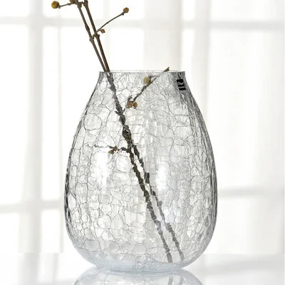 Chic Cracked Ice Textured Glass Transparent Vases - The Finishing Touch Decor
