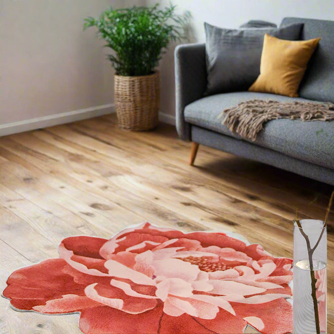 Romantic Peony Flower Shaped Luxury Bedside Carpet Rug - The Finishing Touch Decor