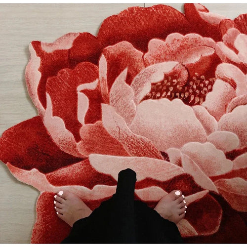 Romantic Peony Flower Shaped Luxury Bedside Carpet Rug - The Finishing Touch Decor