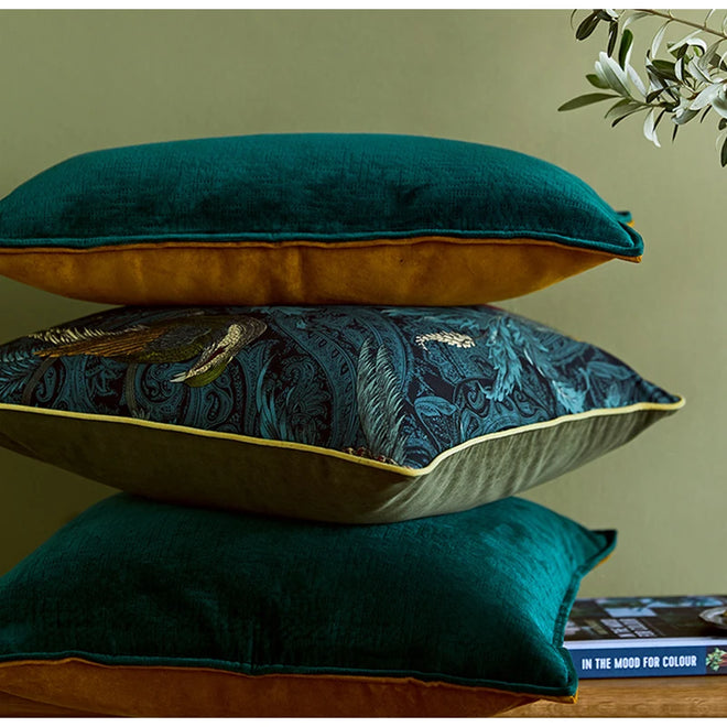 Jewel Tone Nightingale Birds Print Throw Pillow Cover - The Finishing Touch Decor