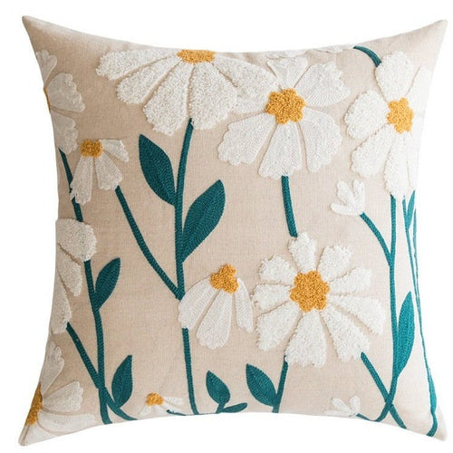 Yellow Green and Blue Floral Fish Motif Maximalist Embroidered Throw Pillows Covers - The Finishing Touch Decor