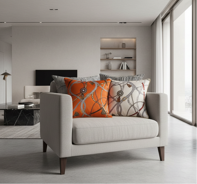 Luxury H Style Paris Orange Throw Pillow Covers - The Finishing Touch Decor