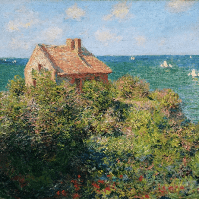 Handmade "Fisherman's Cottage" by Claude Monet Repro Oil Painting