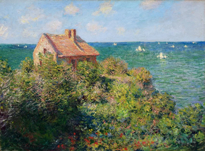 100% handmade landscape oil painting reproduction on linen canvas,fisherman-s-cottage-at-varengeville by claude monet
