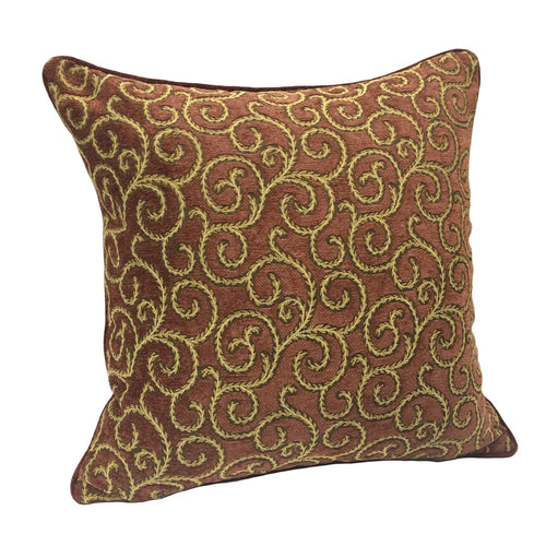 Traditional Small Floral Jacquard Brick Red Chenille Square Cushion Cover 45 x 45 cm Pillows Case Sofa Soft Heavy Deco Cushion