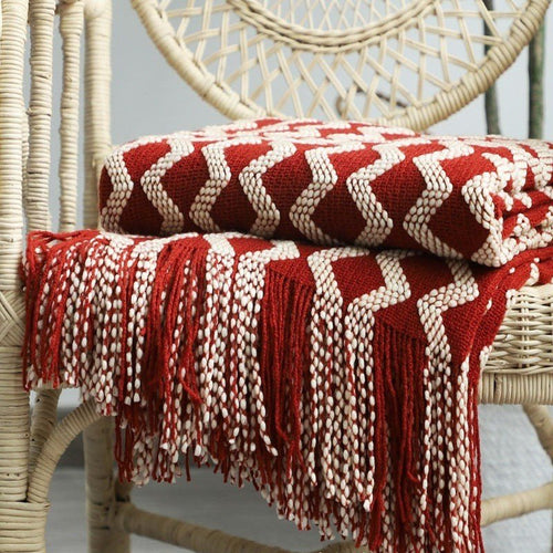 Classic Tasseled Nordic Knit Throw Blanket - Variety of Patterns and Colors - The Finishing Touch Decor