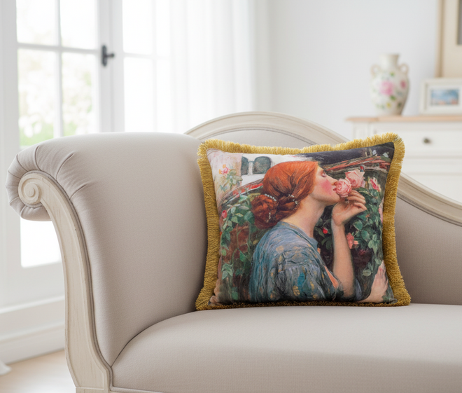Luxury "Girl With A Pearl Earring" Throw Pillow Cover - The Finishing Touch Decor