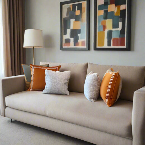 Medicci Home Cushion Cover Square Decorative Pillow Case Modern Simple Geometric Orange Velvet Waist Coussin Sofa Chair 45x45cm