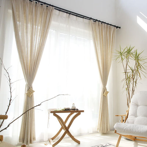 Linen Textured Semi-Shade Long Gauze Window Curtains - The Finishing Touch Decor