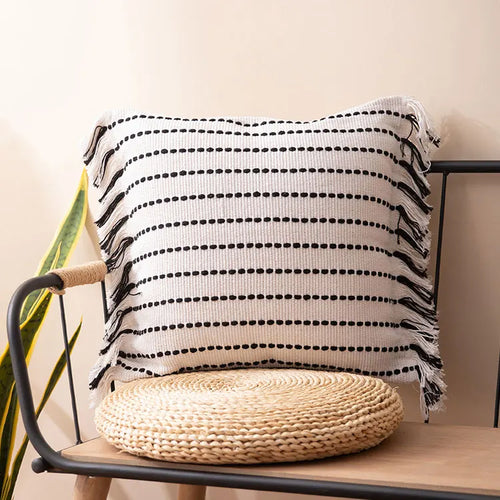 Cotton Throw Pillow Boho Covers with Tassels - The Finishing Touch Decor