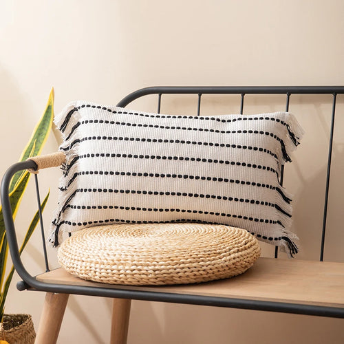 Cotton Throw Pillow Boho Covers with Tassels - The Finishing Touch Decor
