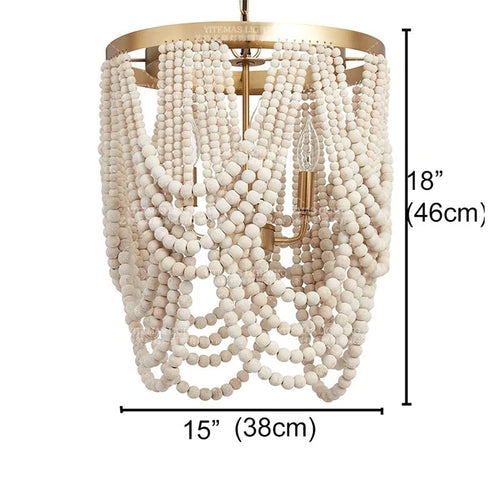 Rustic Cottage Wooden Beaded Vintage Lighting Chandeliers - The Finishing Touch Decor