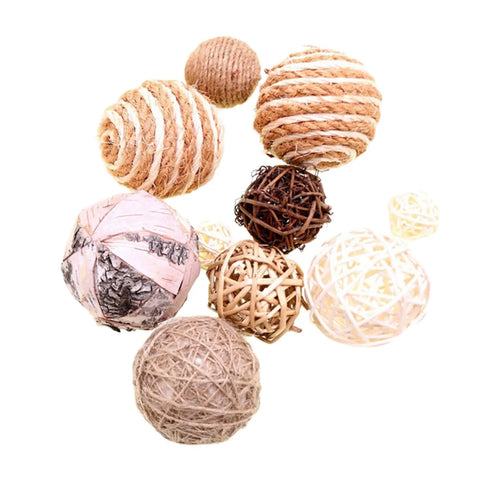 Natural Rattan Assorted Woven Wicker Balls - The Finishing Touch Decor