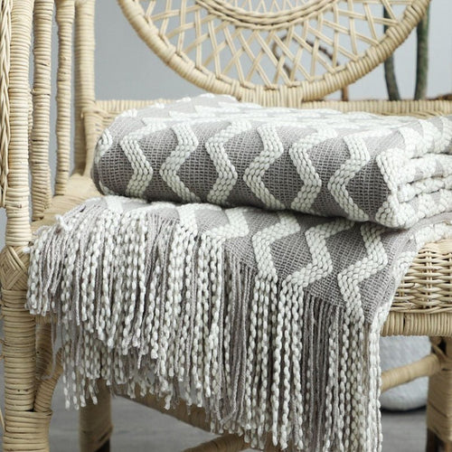 Classic Tasseled Nordic Knit Throw Blanket - Variety of Patterns and Colors - The Finishing Touch Decor