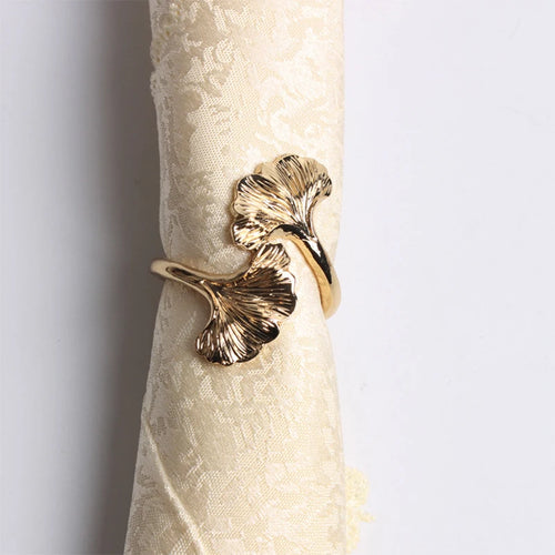 Ginkgo Leaf Rose Gold Silver Handmade Metal Napkin Ring Buckles - The Finishing Touch Decor