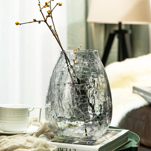 Chic Cracked Ice Textured Glass Transparent Vases - The Finishing Touch Decor
