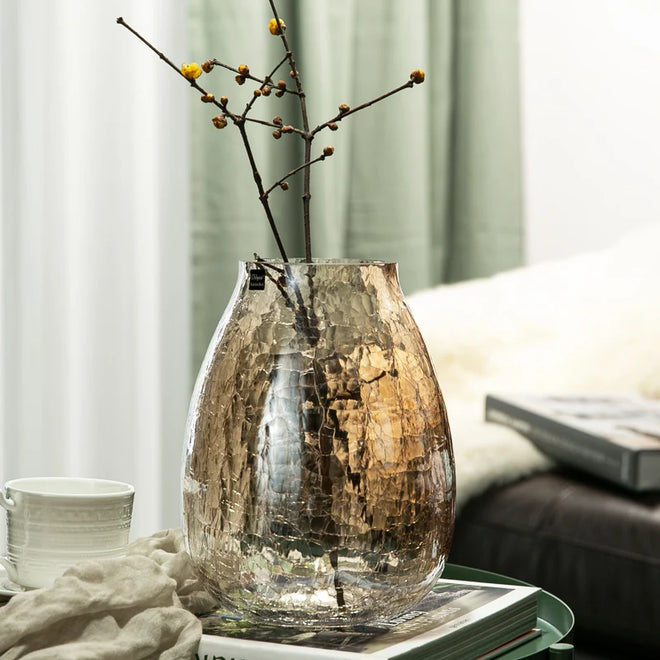 Chic Cracked Ice Textured Glass Transparent Vases - The Finishing Touch Decor