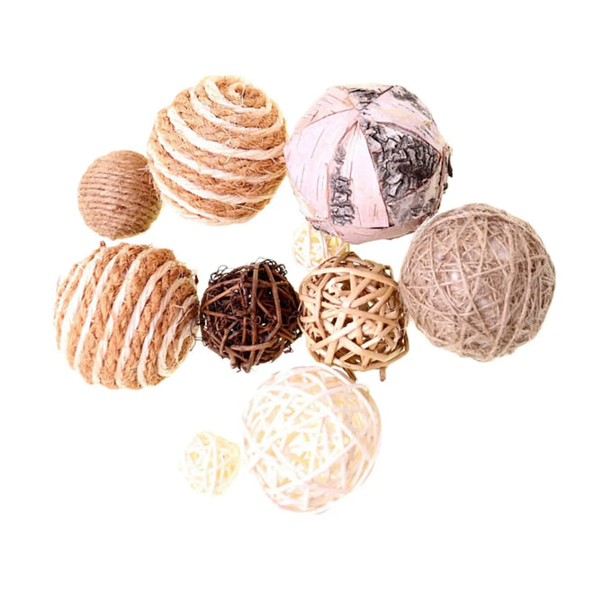 Natural Rattan Assorted Woven Wicker Balls - The Finishing Touch Decor