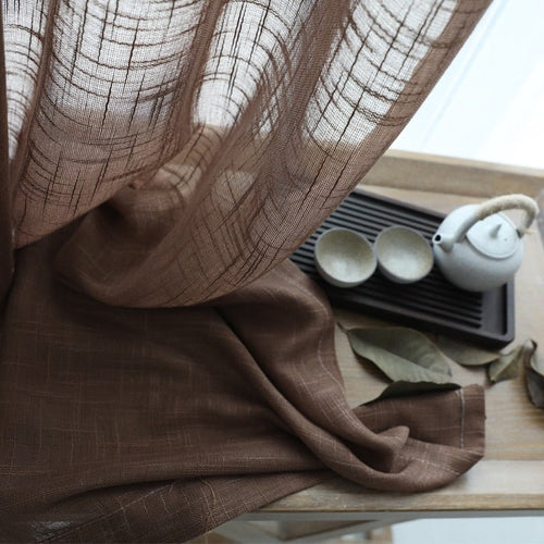 Linen Textured Semi-Shade Long Gauze Window Curtains - The Finishing Touch Decor