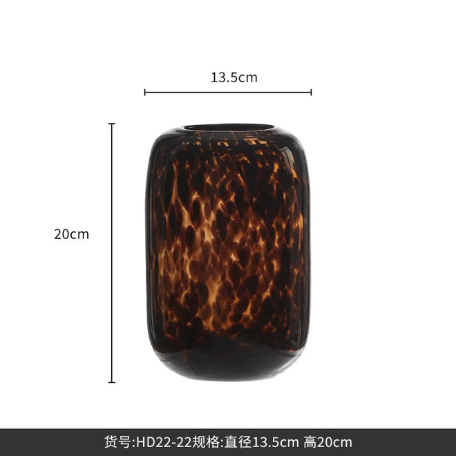 Amber Tortoise Shell Print Glass Vase