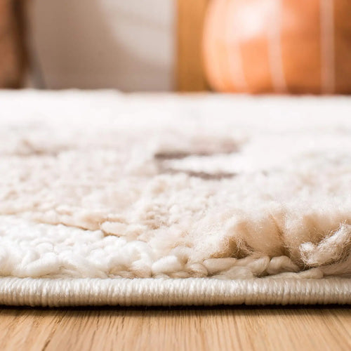 Moroccan Shag Ivory & Brown Thick Boho Tasseled Area Rug - The Finishing Touch Decor