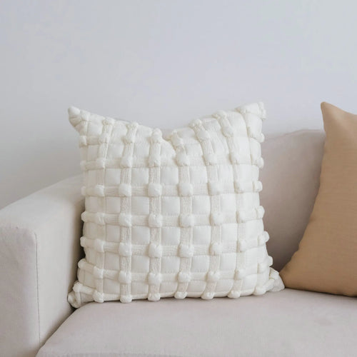Cream Bubble Plaid Pattern Soft Throw Pillow Cover - The Finishing Touch Decor