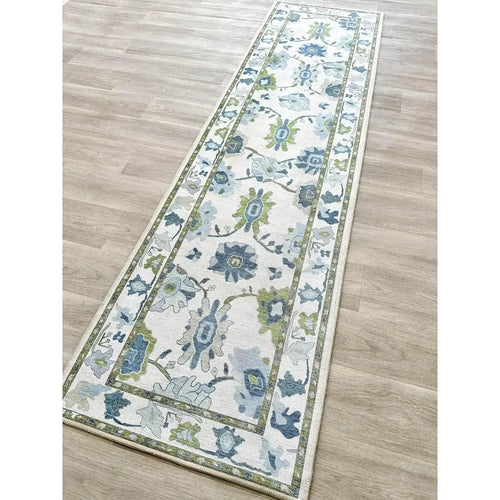Classic Vintage Cream Green Floral Pattern Large Area Rug - The Finishing Touch Decor