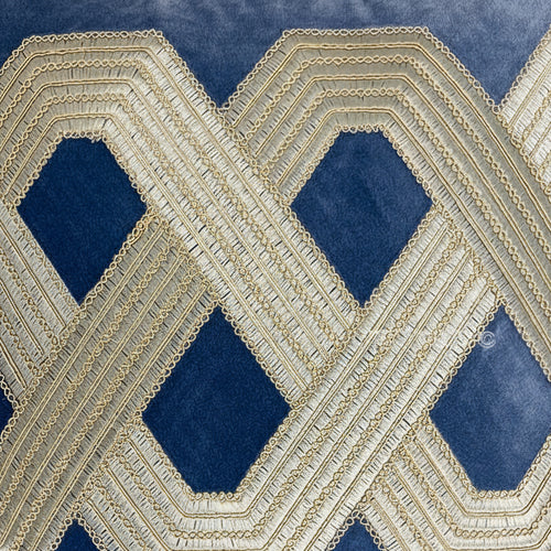 Blue velvet European style throw pillow cover from The Finishing Touch Decor, showcasing a luxurious, soft velvet fabric design.