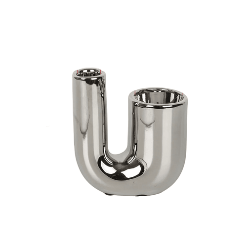 Minimalist Electroplated Silver Candlestick Holders